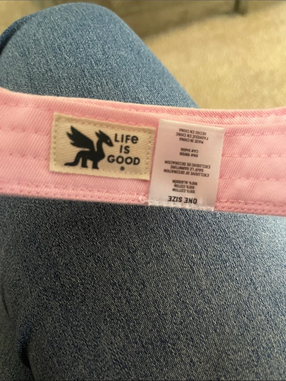 Life is Good Pink Daisy Embroidered Cotton Visor Hat NWT